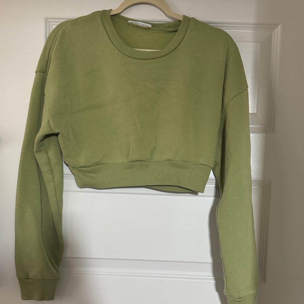 Reformation Olive Green Women's Cropped Sweatshirt XS
